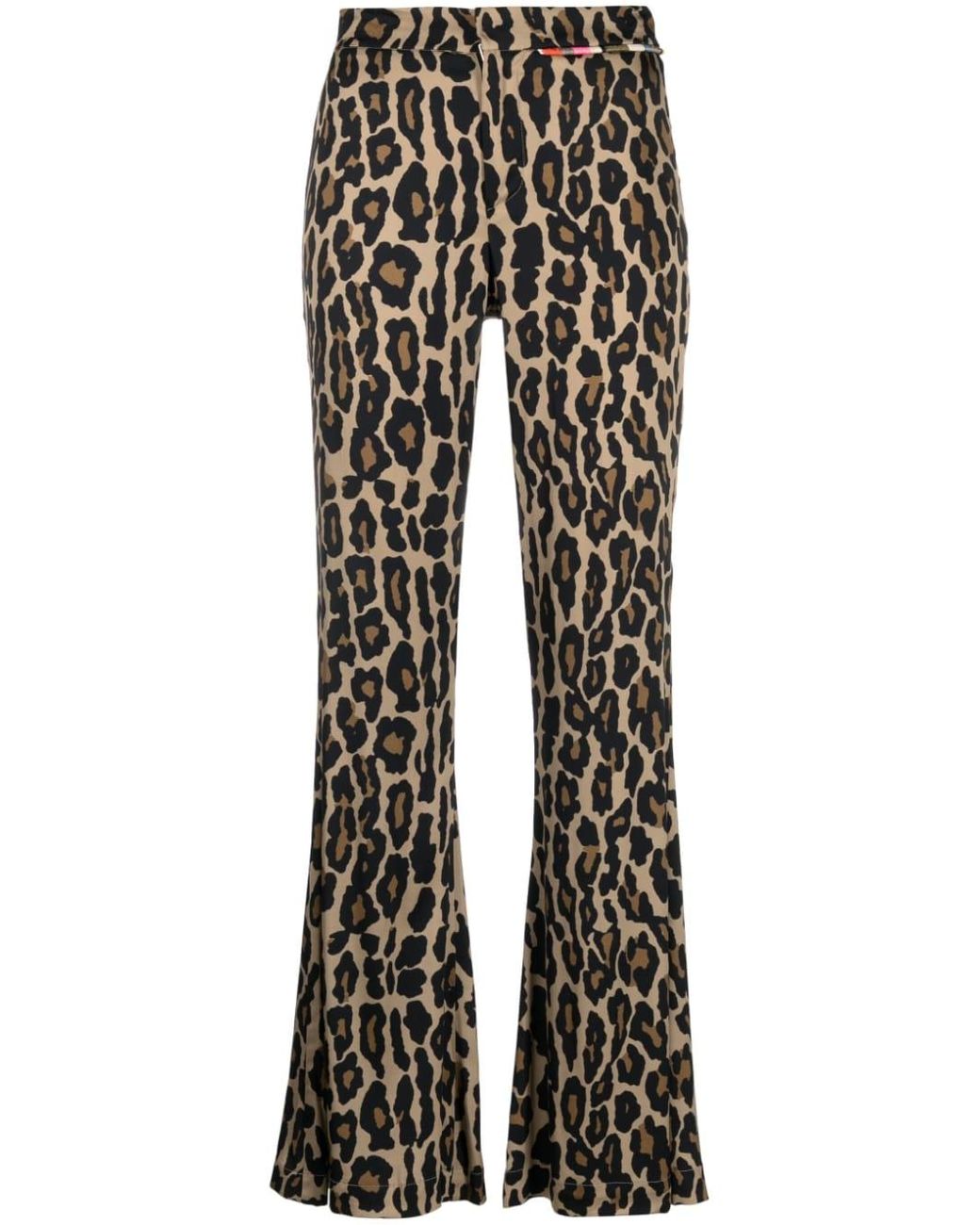 Bazar Deluxe Leopard-print Flared Trousers in Black | Lyst