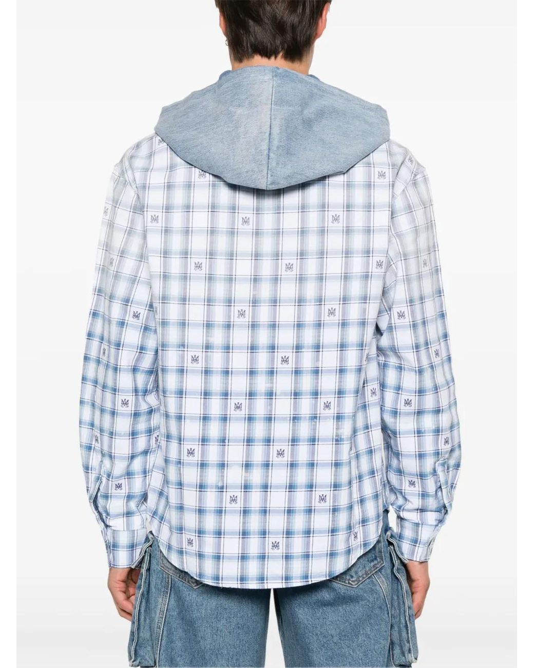Amiri Blue Logo-Patch Shirt for men