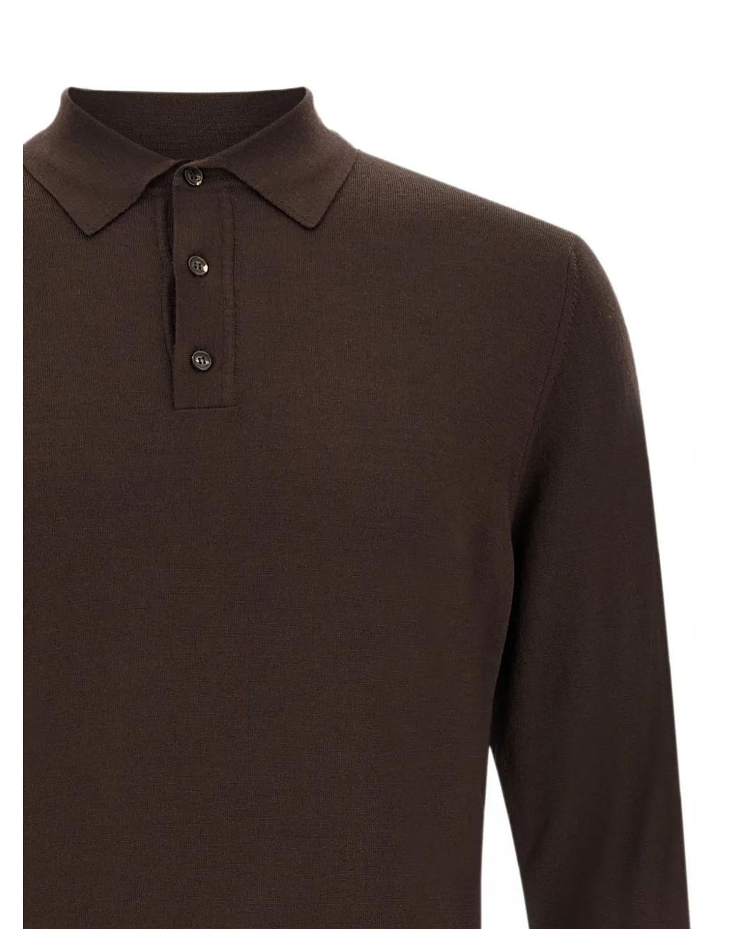 Zanone Brown Polo À Manches Longues for men