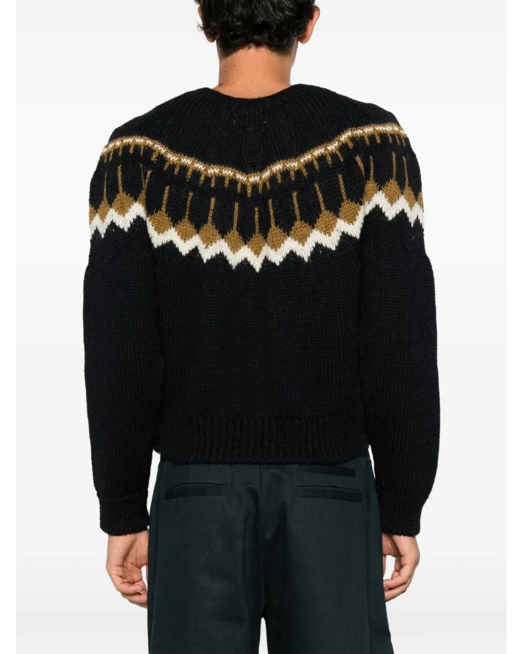 YMC Black Fair Isle-Pattern Wool Sweater