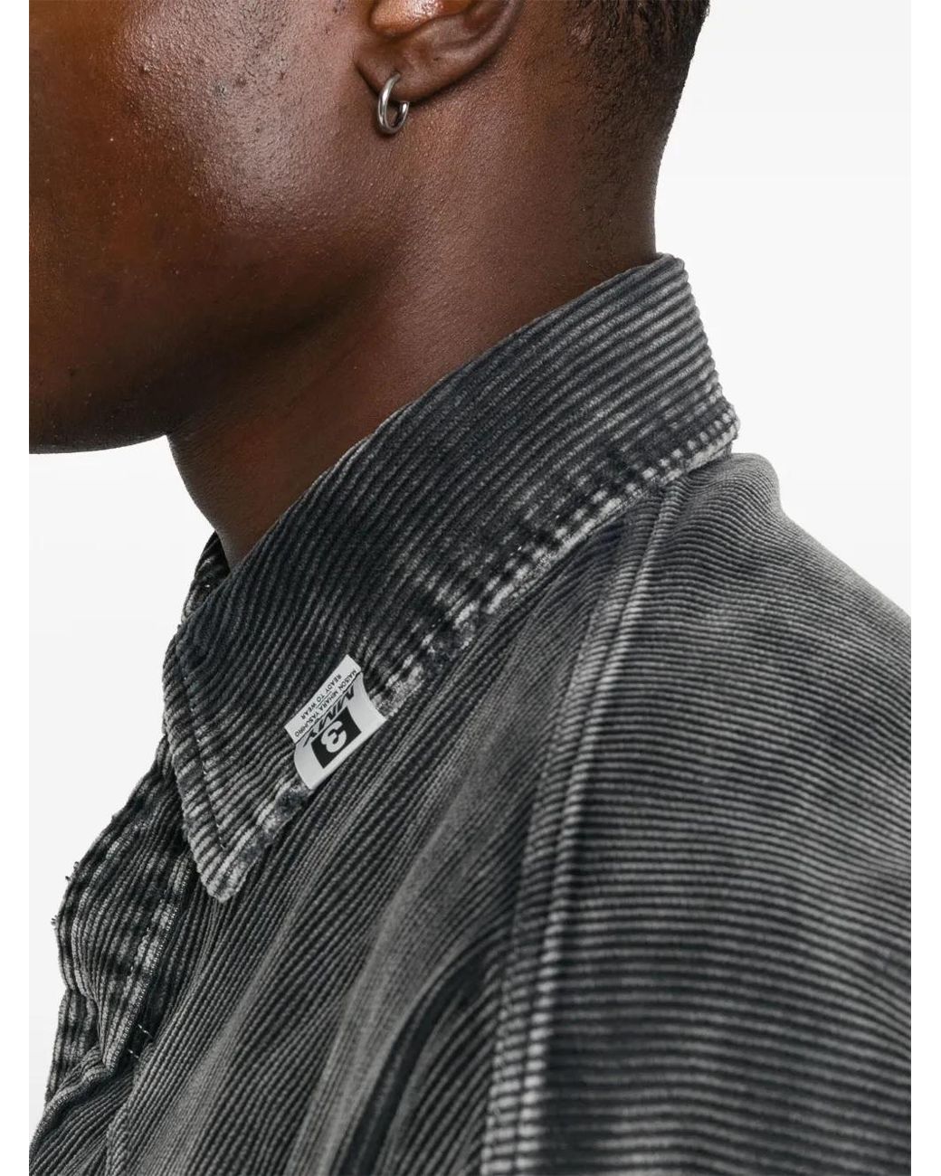 Maison Mihara Yasuhiro Black Distressed-Finish Corduroy Shirt for men