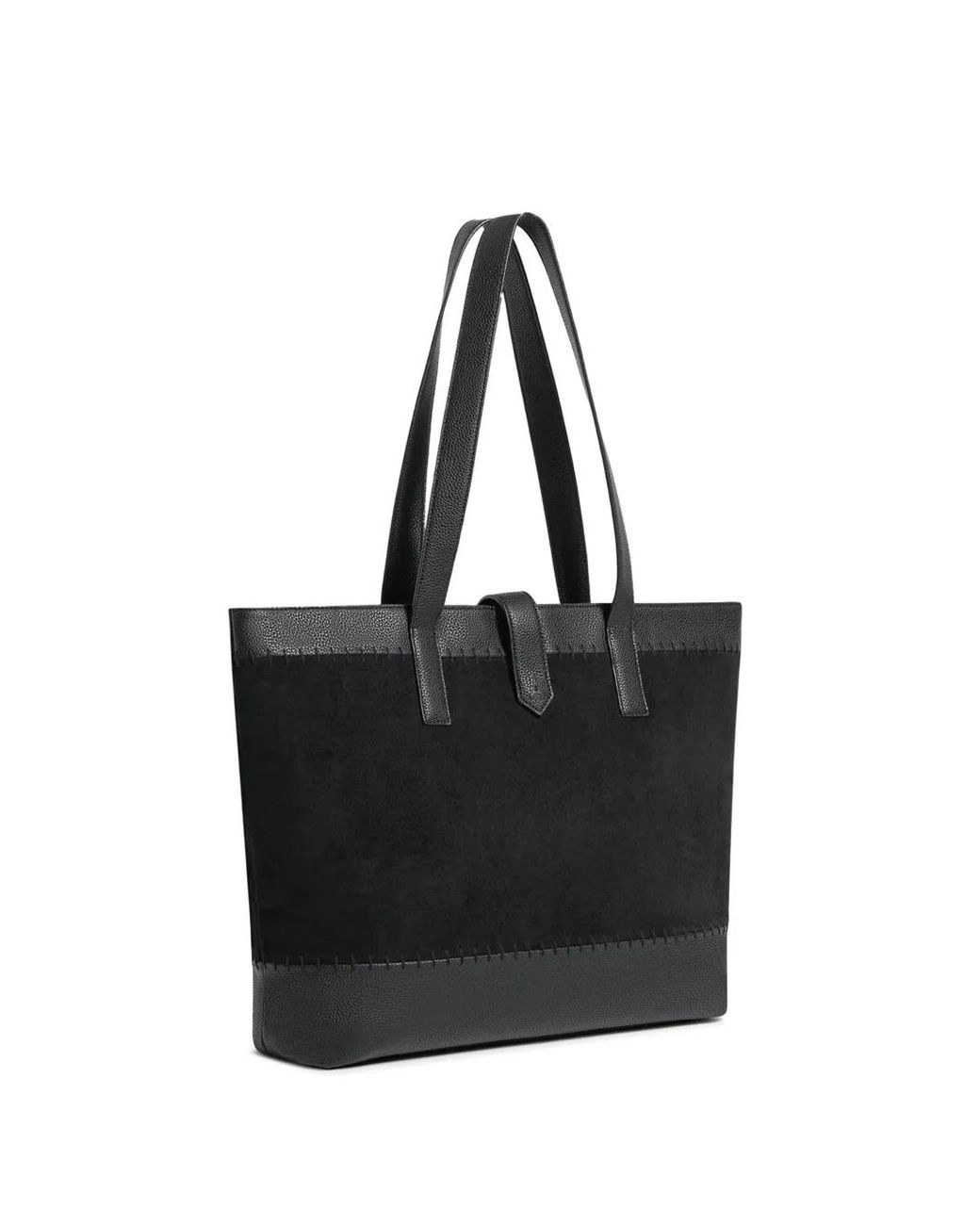 Manière De Voir Black Nicolas Suede & Pebbled Leather Whipstitch Tote Bag for men