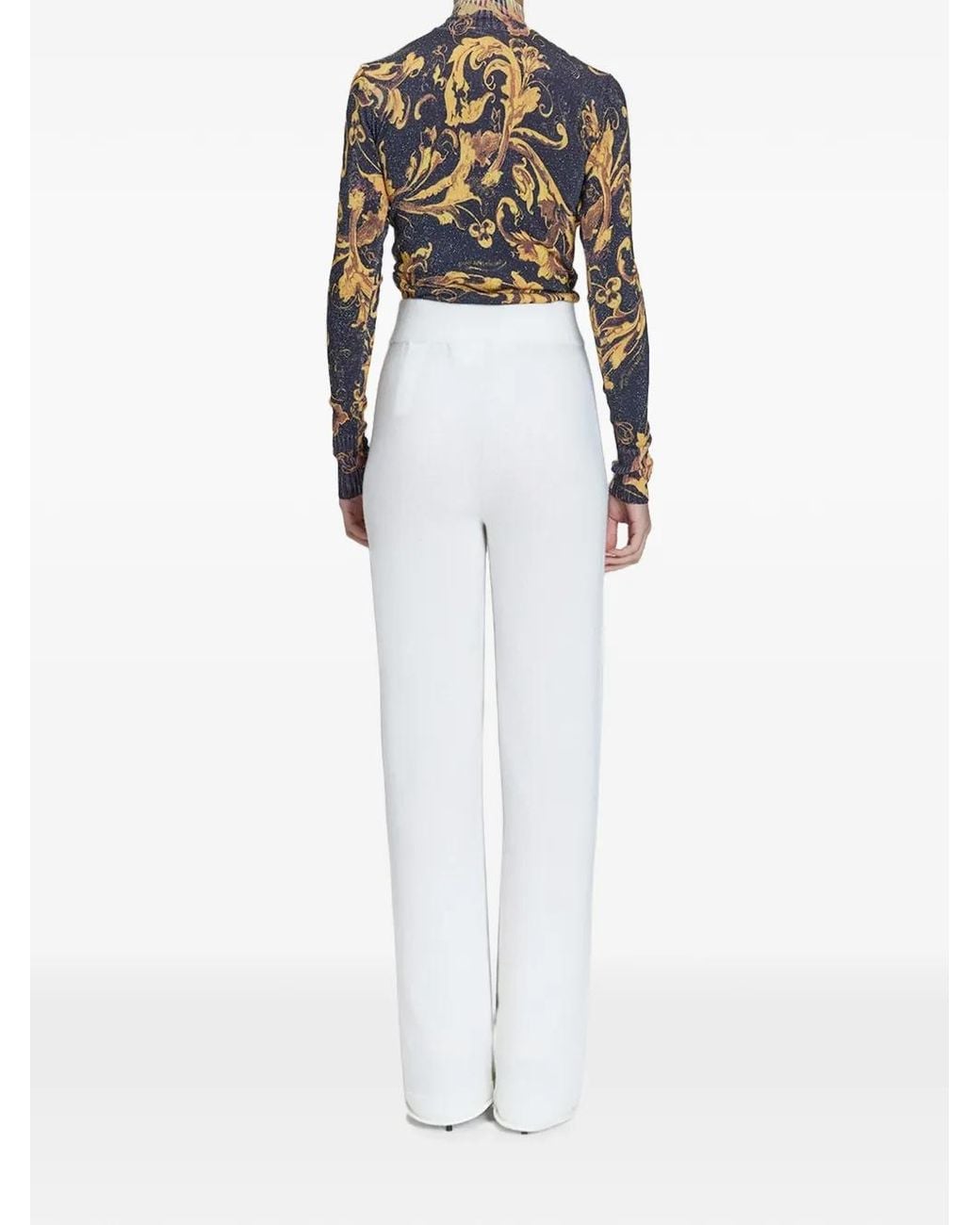 Genny White Logo-Embroidered Trousers