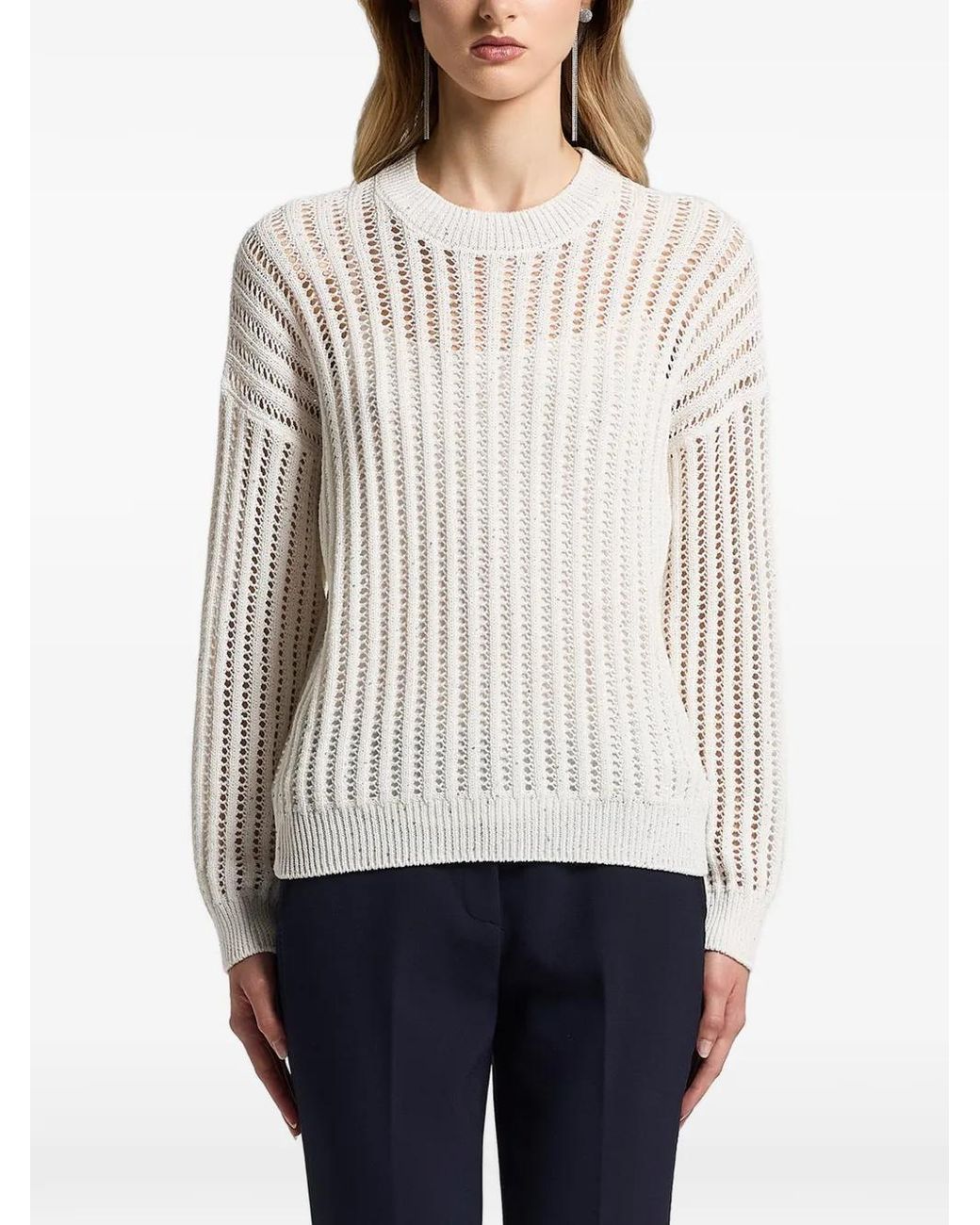 Peserico White Sequinned Cordonet Sweater