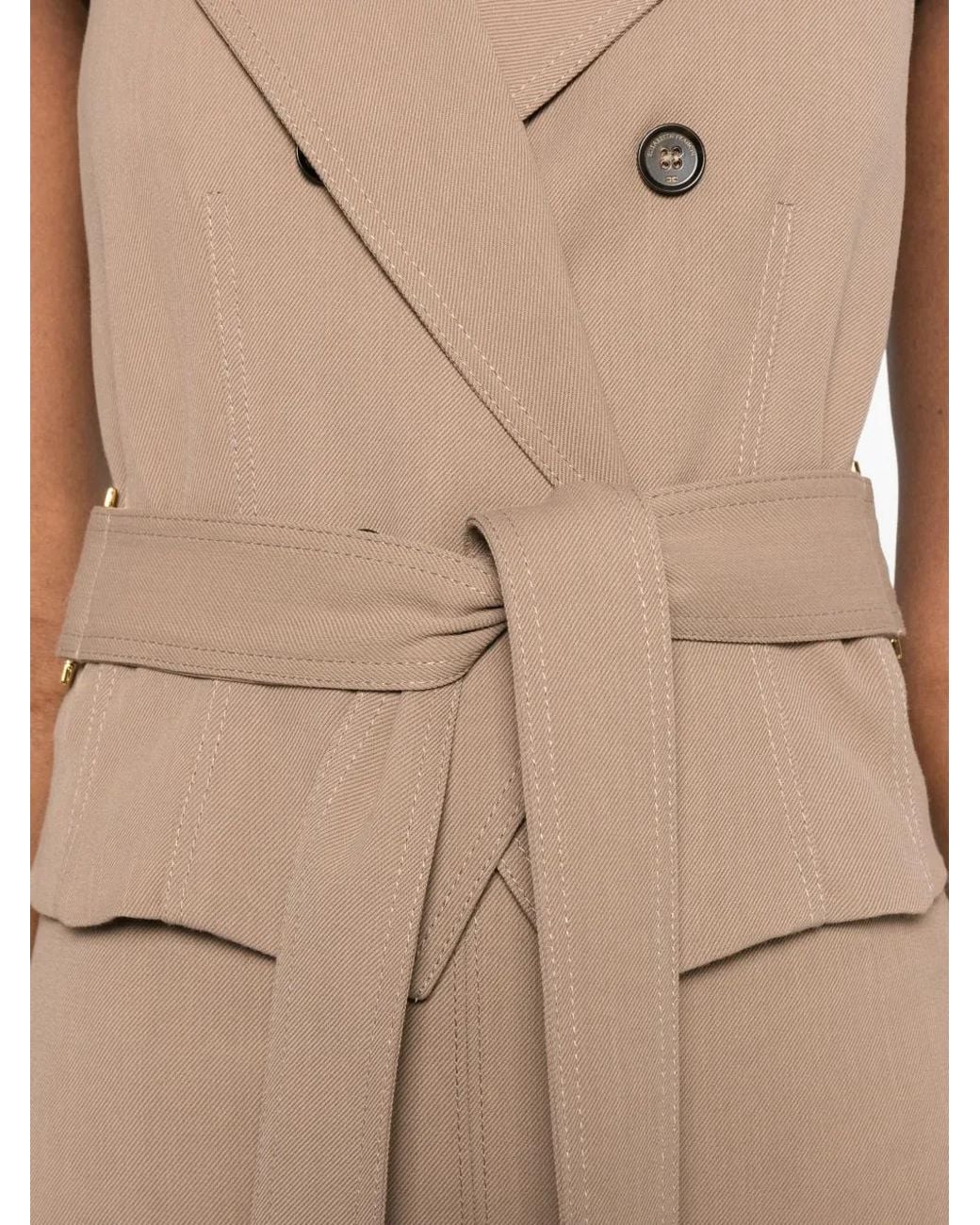 Elisabetta Franchi Natural Gabardine Waistcoat With Belt