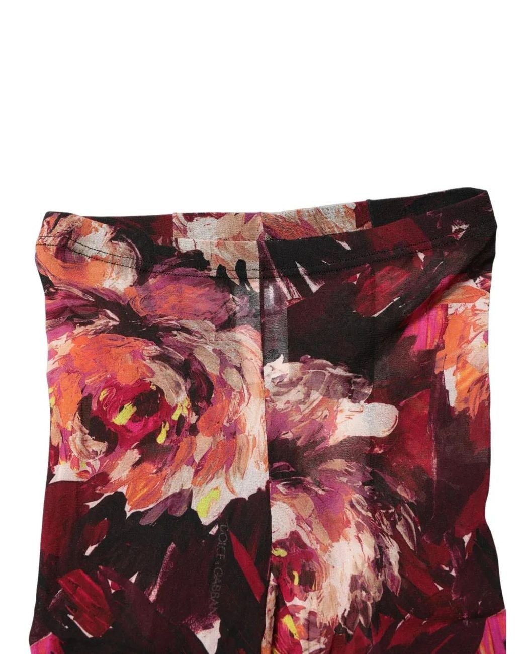 Dolce & Gabbana Red Floral-Print Tights