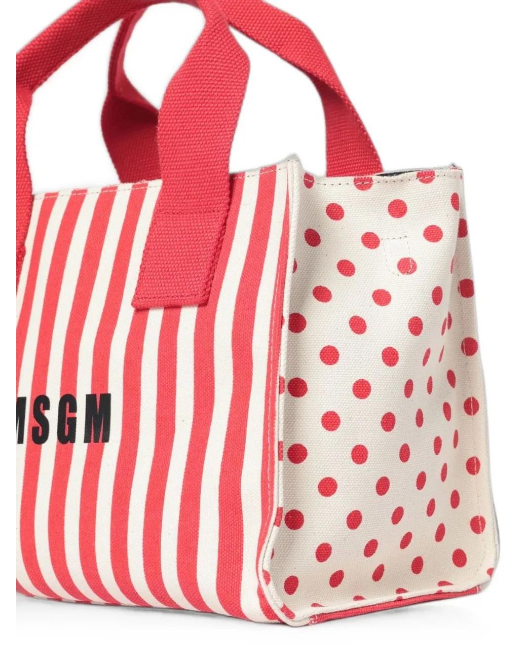 MSGM Red Striped Polka-Dot Shoulder Bag