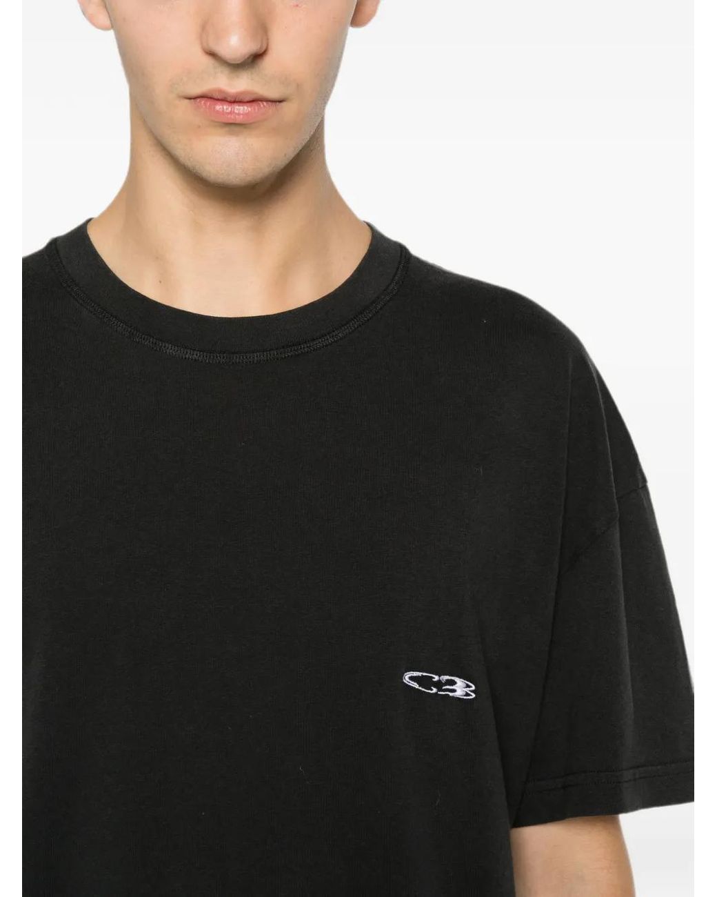 Cole Buxton Black Logo-Embroidered T-Shirt for men