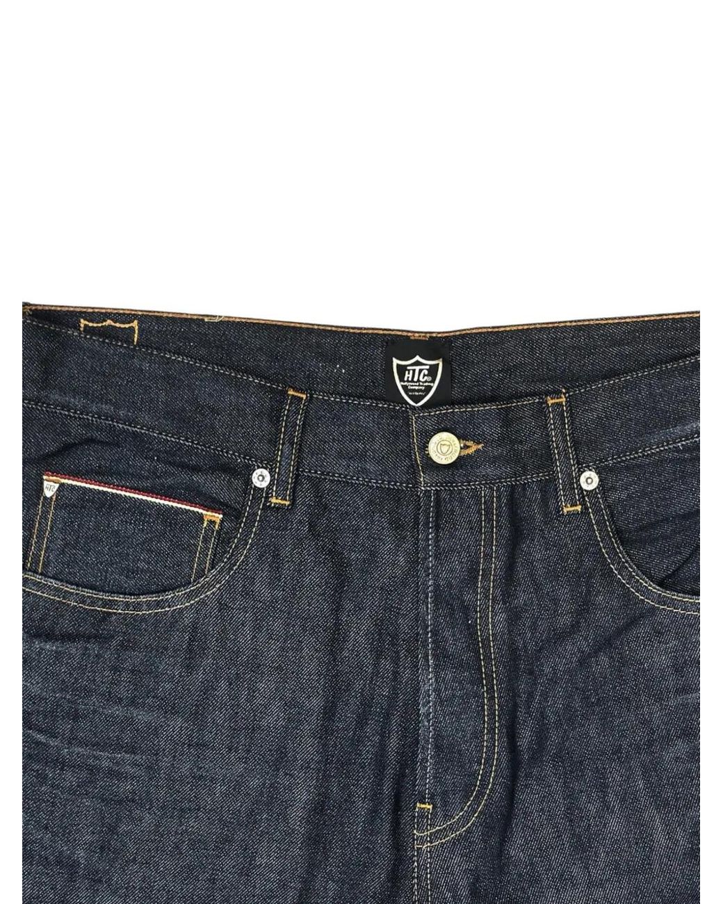 HTC Blue Moustache Rhinestone-Embellished Jeans for men