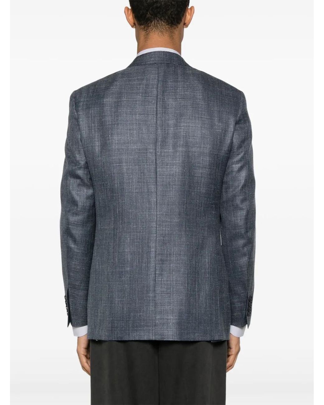 Canali Blue Slub-Texture Blazer for men