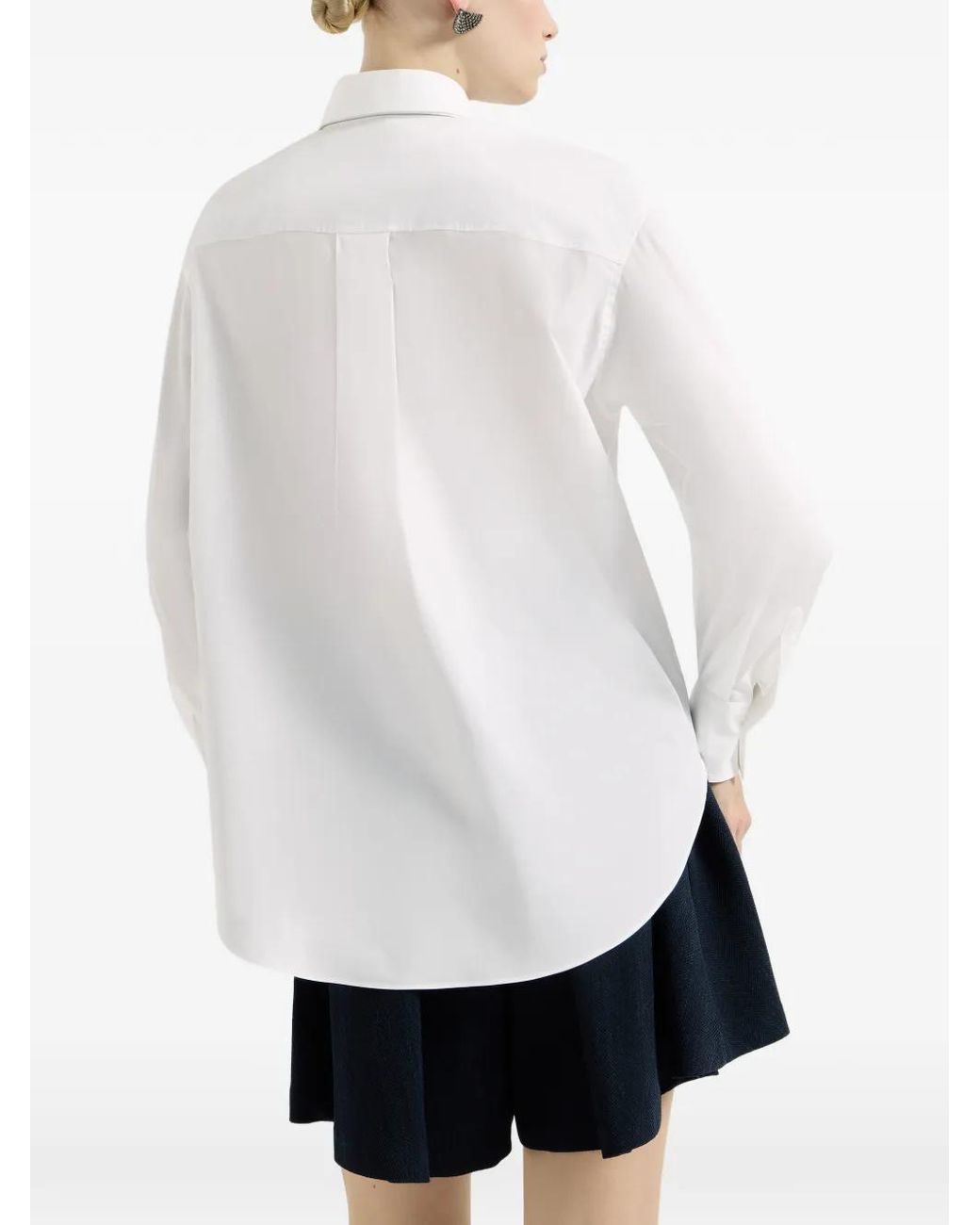 Brunello Cucinelli White Shirt With Tie And Monili