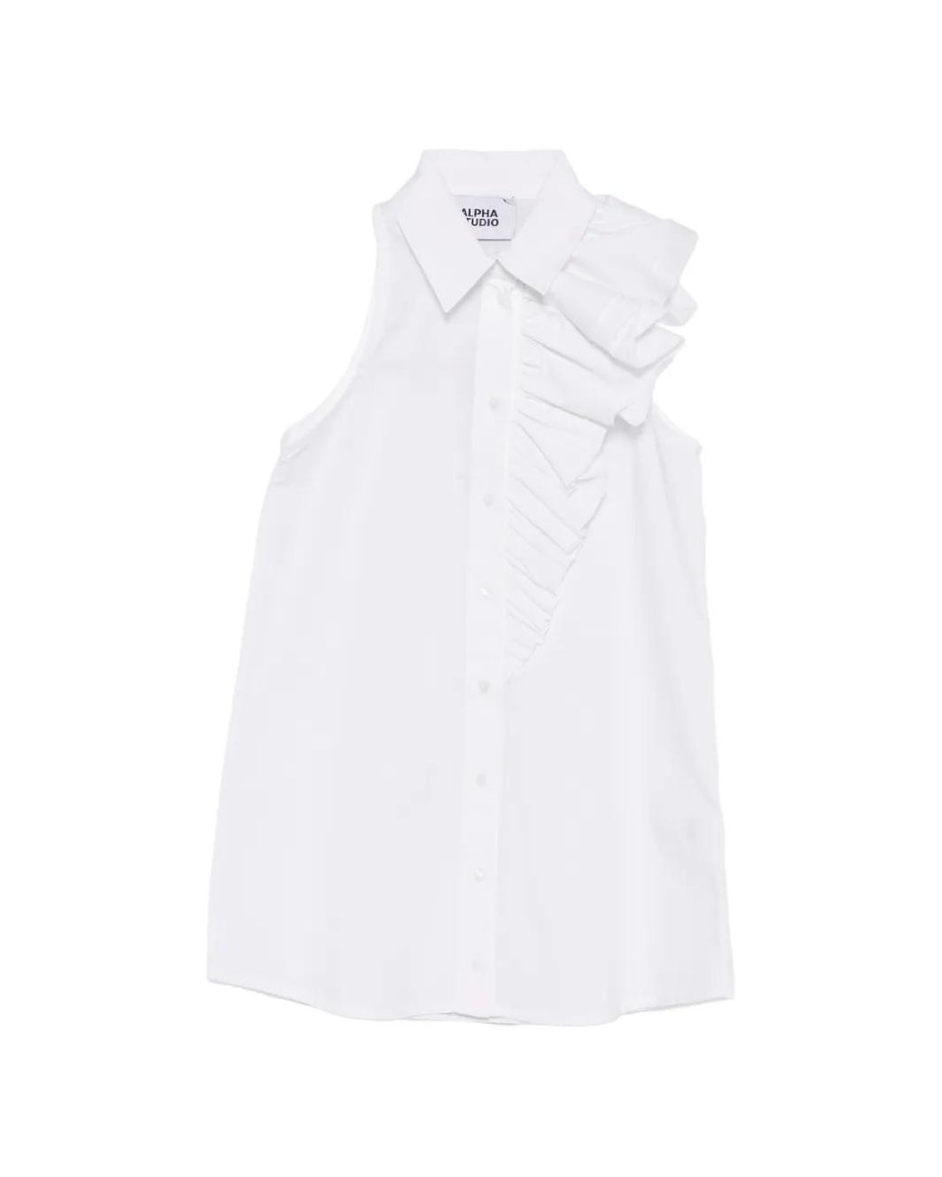 Alpha Studio White Ruffled Shirt