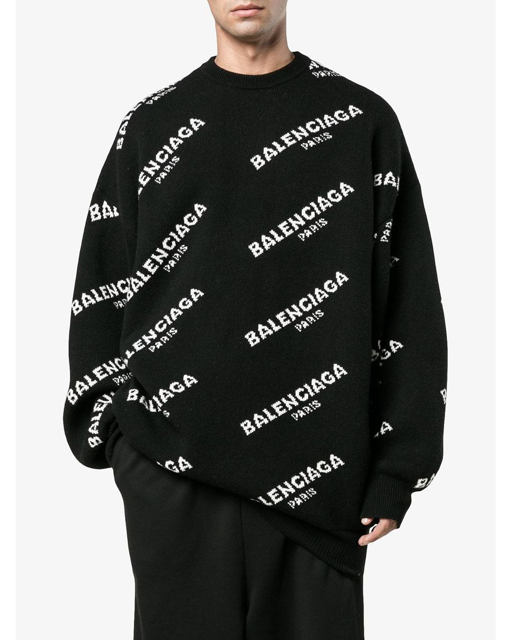 Balenciaga Oversized All over Logo Sweatshirt in Black for Men Lyst UK