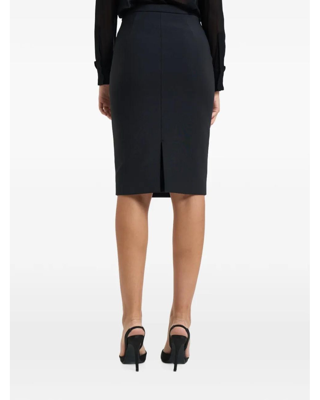 Elisabetta Franchi Black Logo-Plaque Pencil Midi Skirt