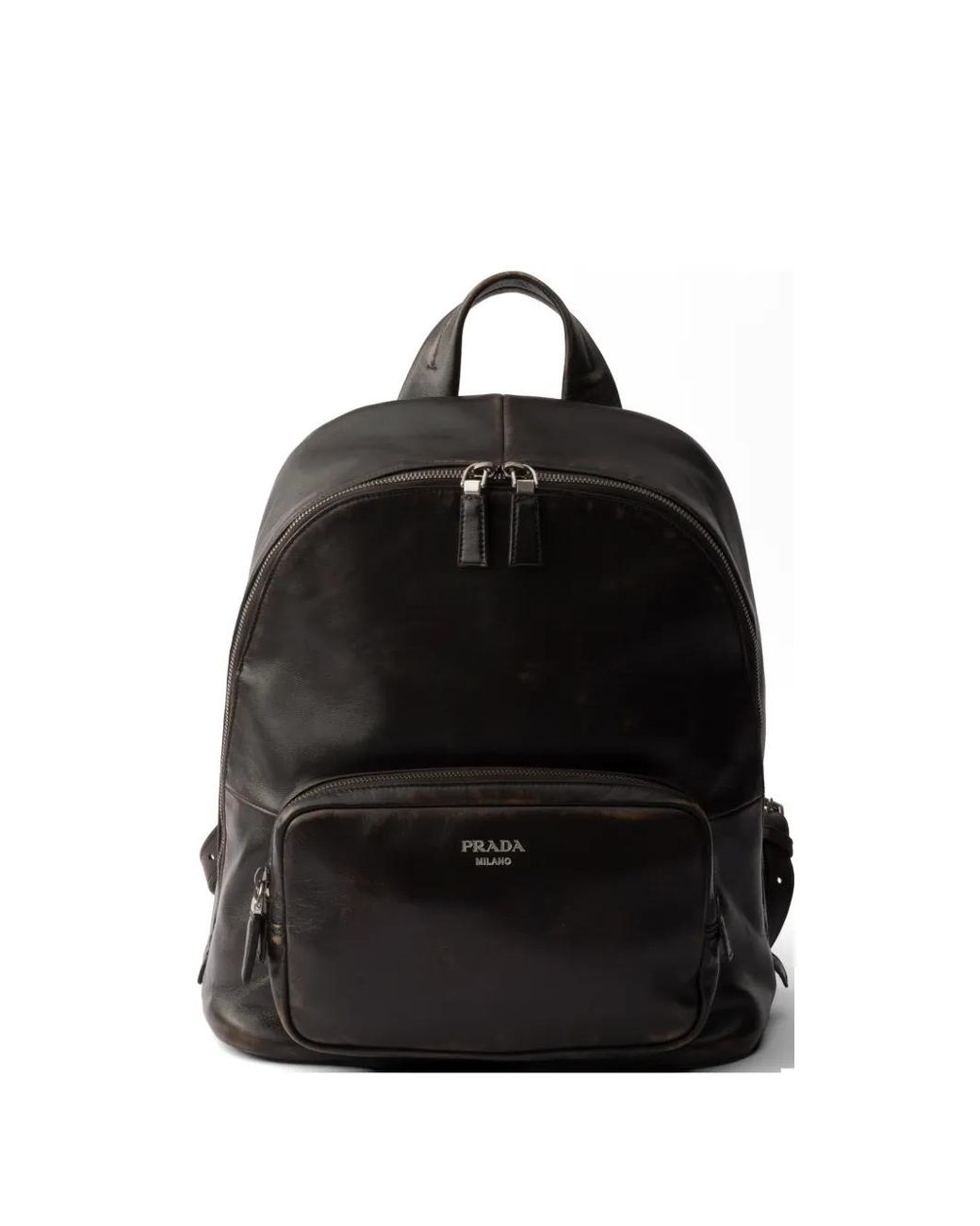 Prada Black Distressed Nappa Leather Backpack for men
