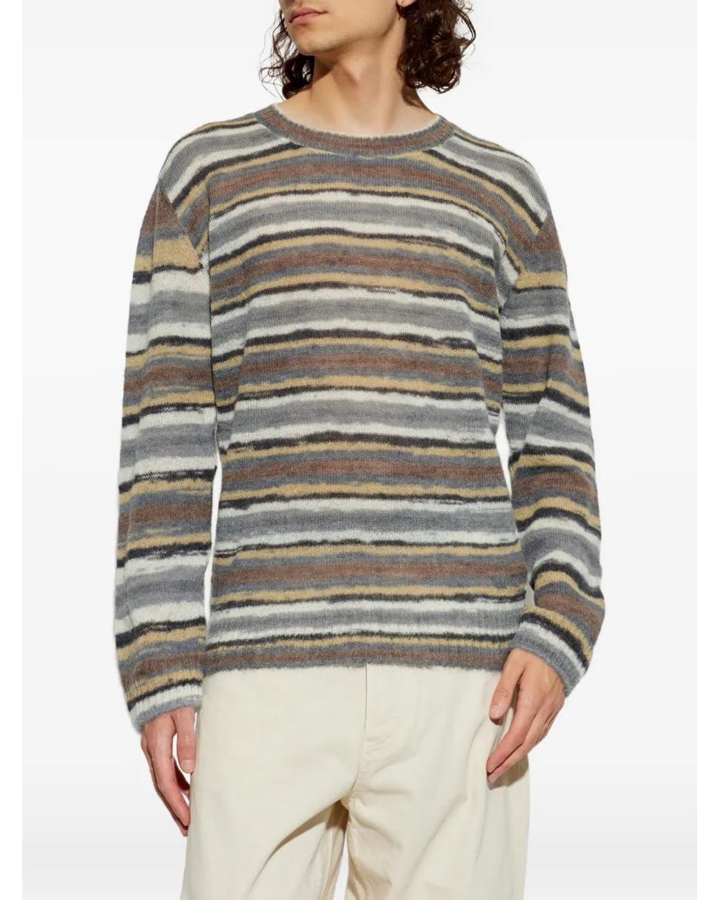 A.P.C. White Sweater With Striped Pattern for men