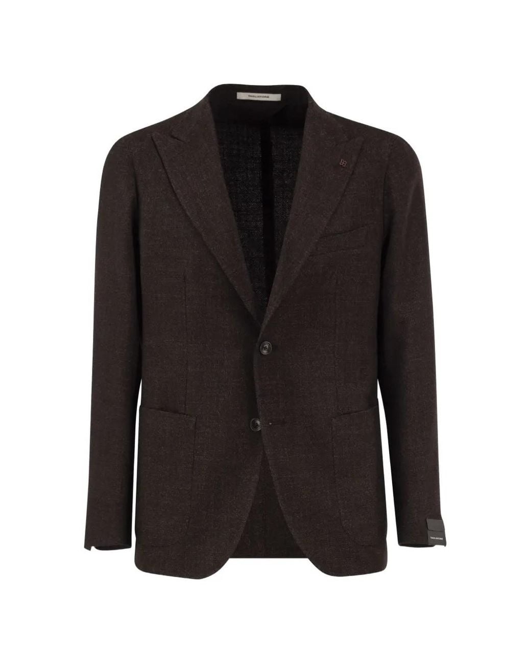 Tagliatore Black Single-Breasted Mélange Blazer for men