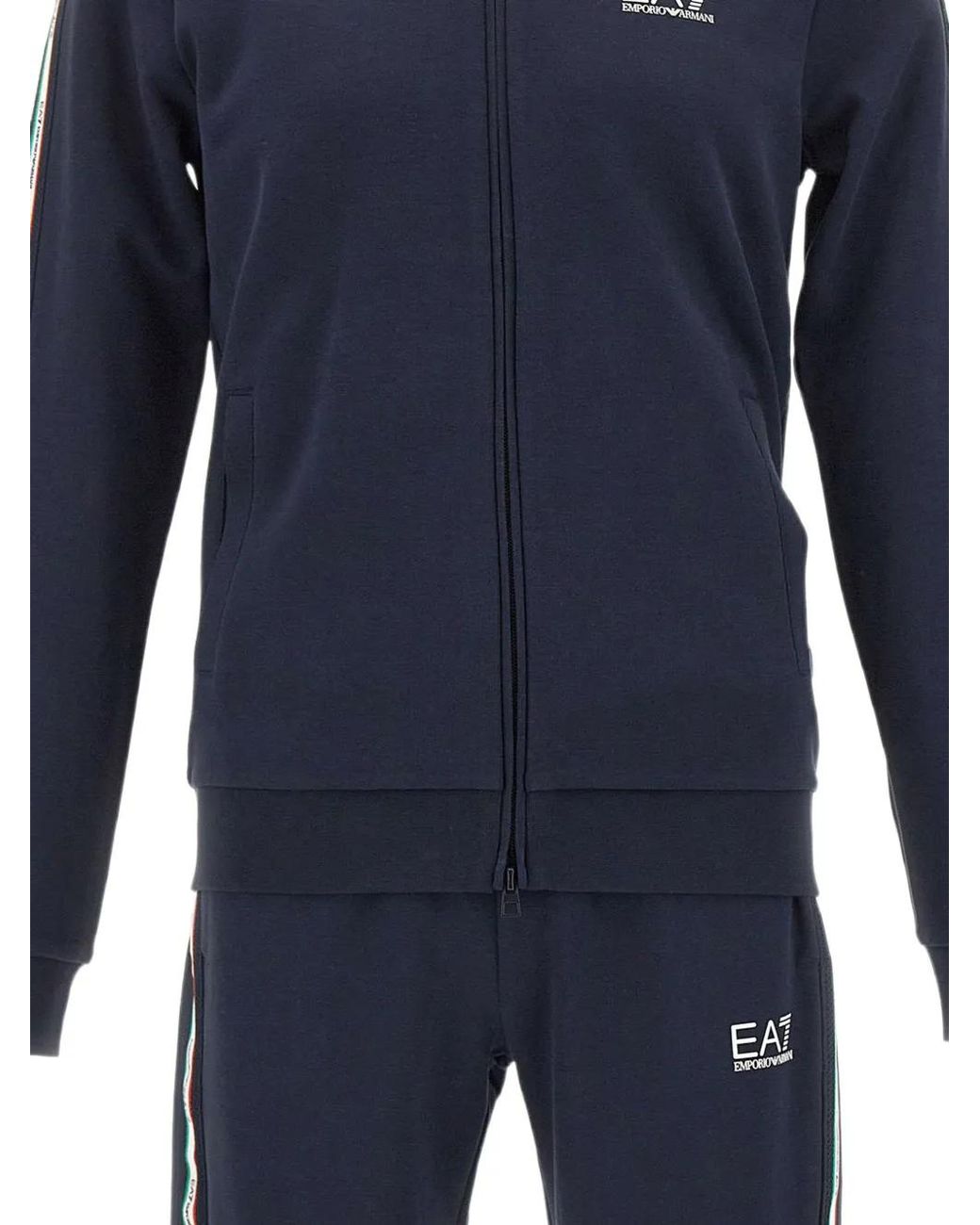 EA7 Blue Logo-Tape Tracksuit for men