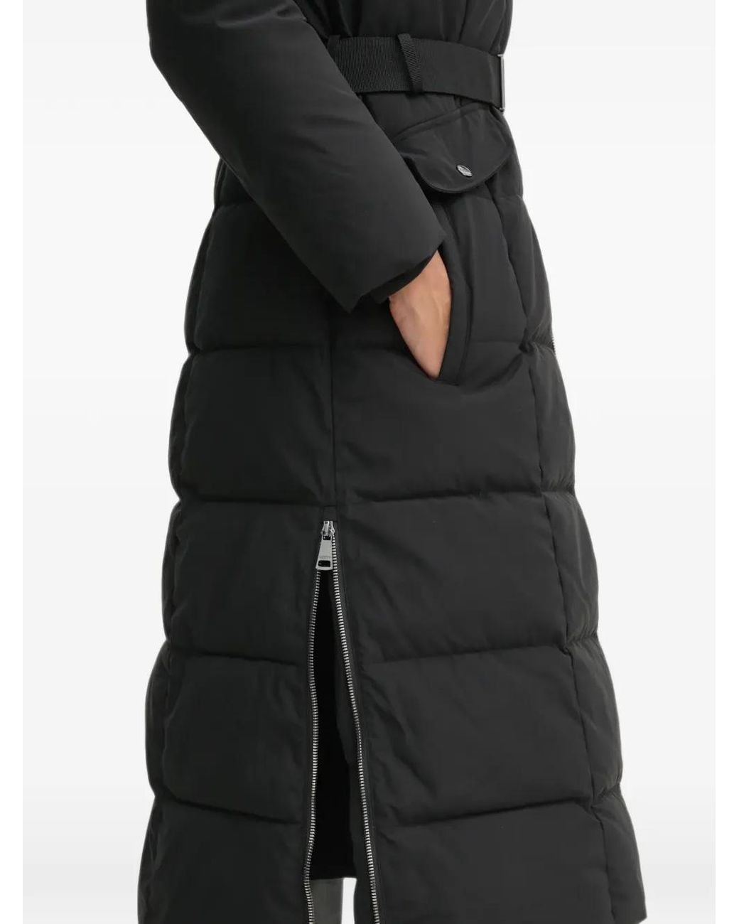 DKNY Black Belted Hooded Coat