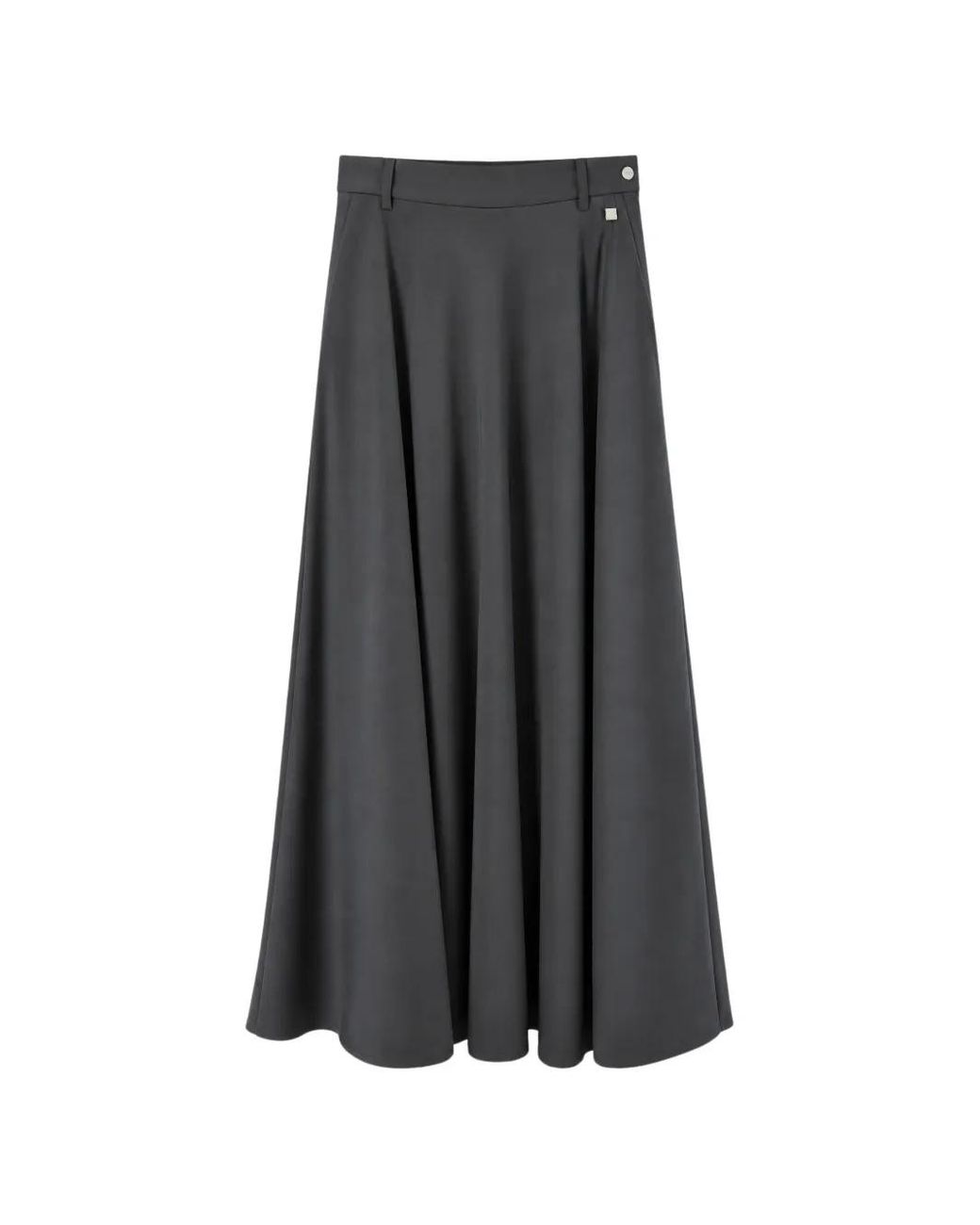 Herno Gray Belt-Loop A-Line Midi Skirt