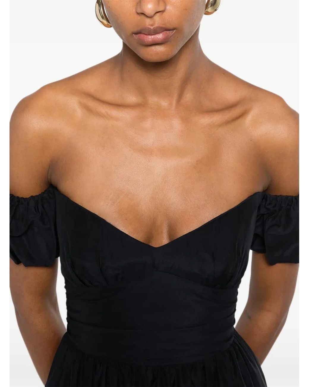 Matteau Black Off Shoulder Midi Dress