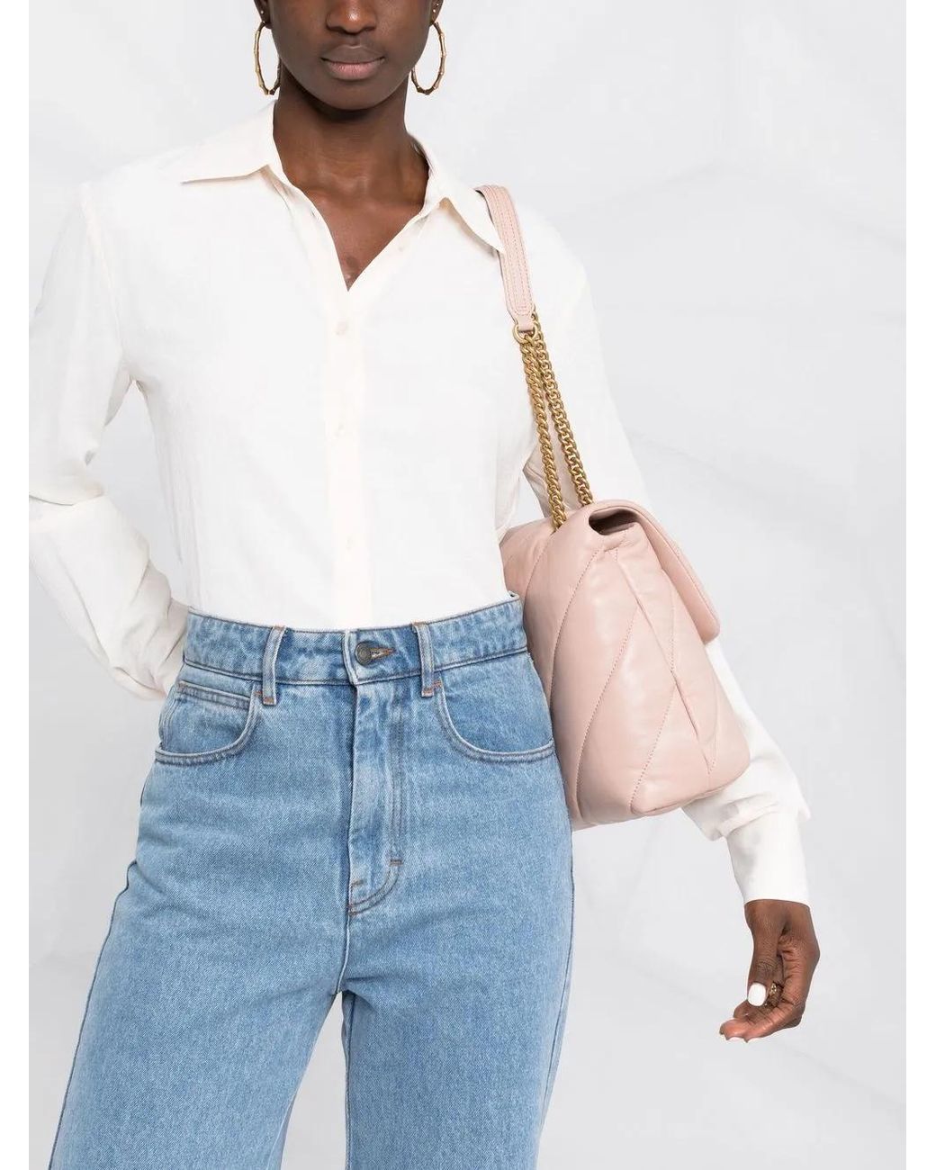 Pinko White Button-Up Long-Sleeve Shirt
