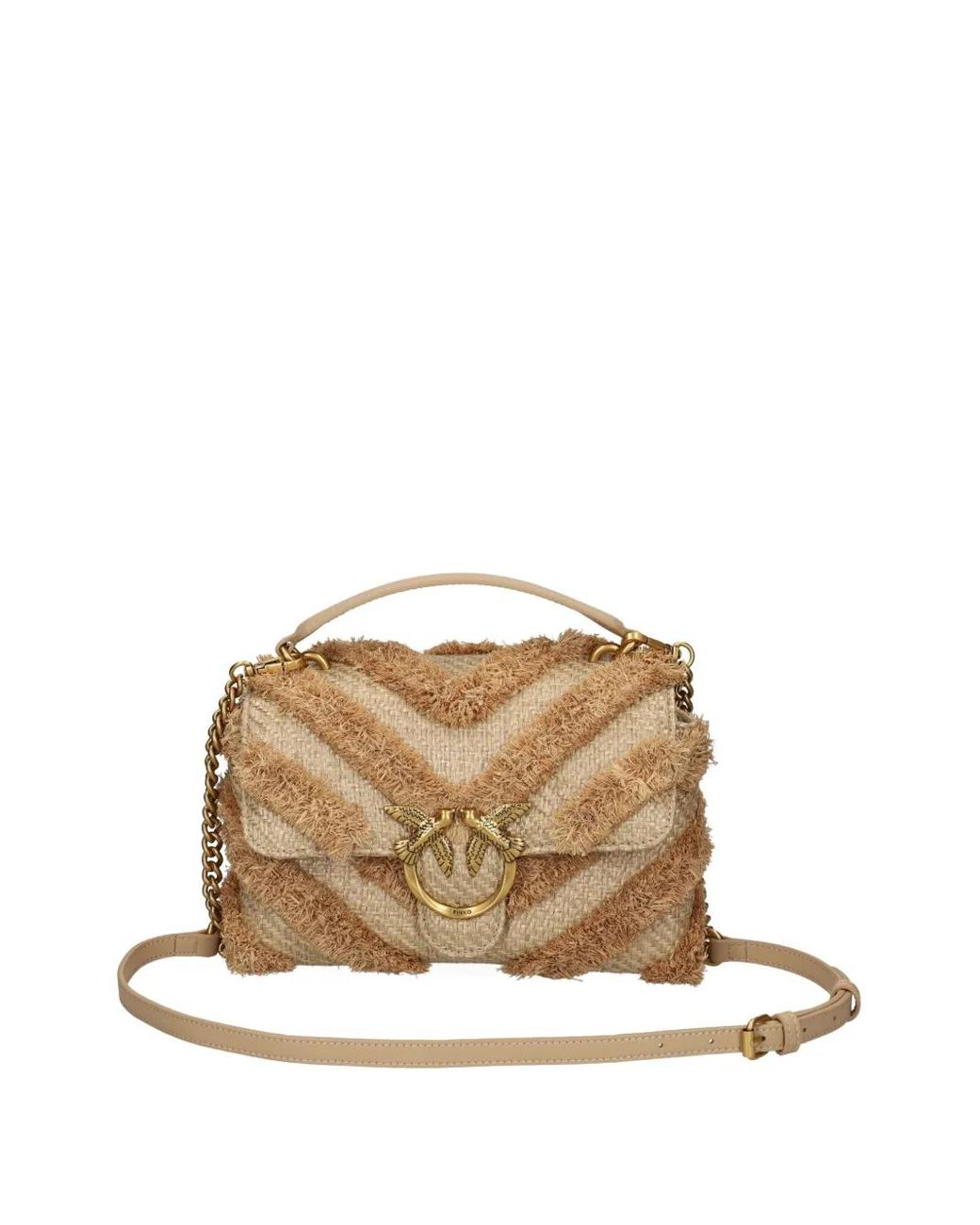 Pinko Metallic Fringed-Chevron Shoulder Bag