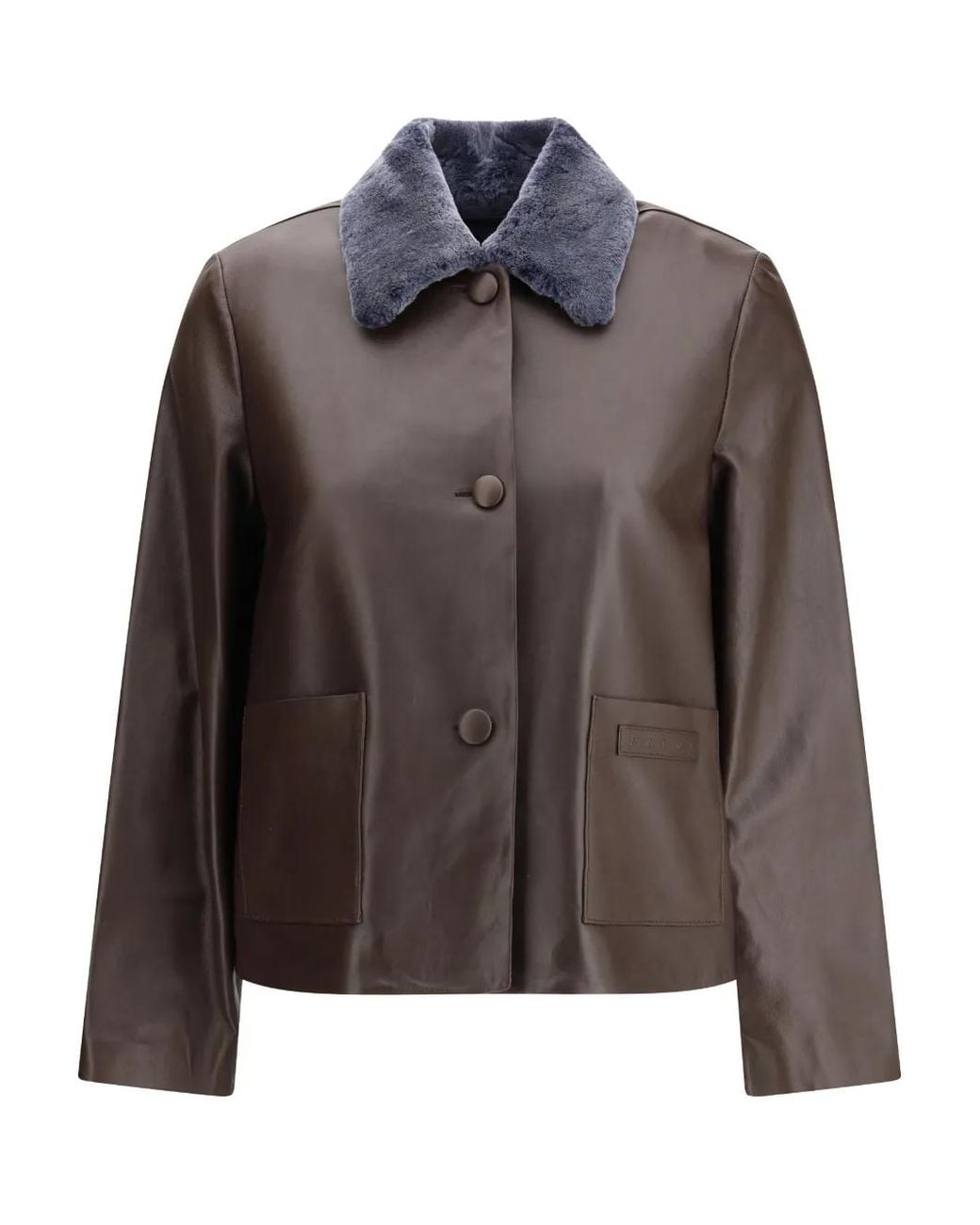 Marni Brown Shearling-Collar Jacket