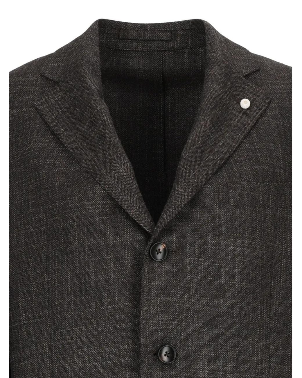 Luigi Bianchi Black Drop 7 Herringbone-Pattern Blazer for men