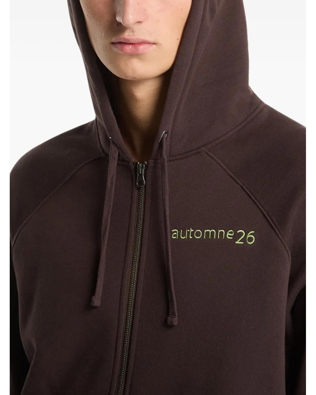Dime Brown Grid Zip-Up Hoodie for men