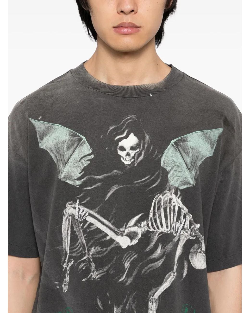 SAINT Mxxxxxx Gray Graphic-Print T-Shirt for men