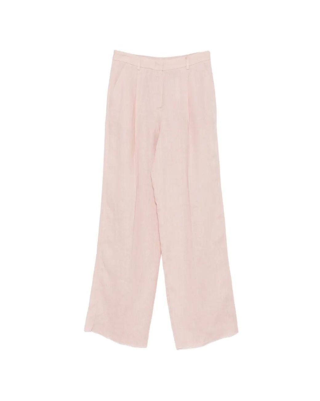 Marella Pink Pleated Linen Trousers
