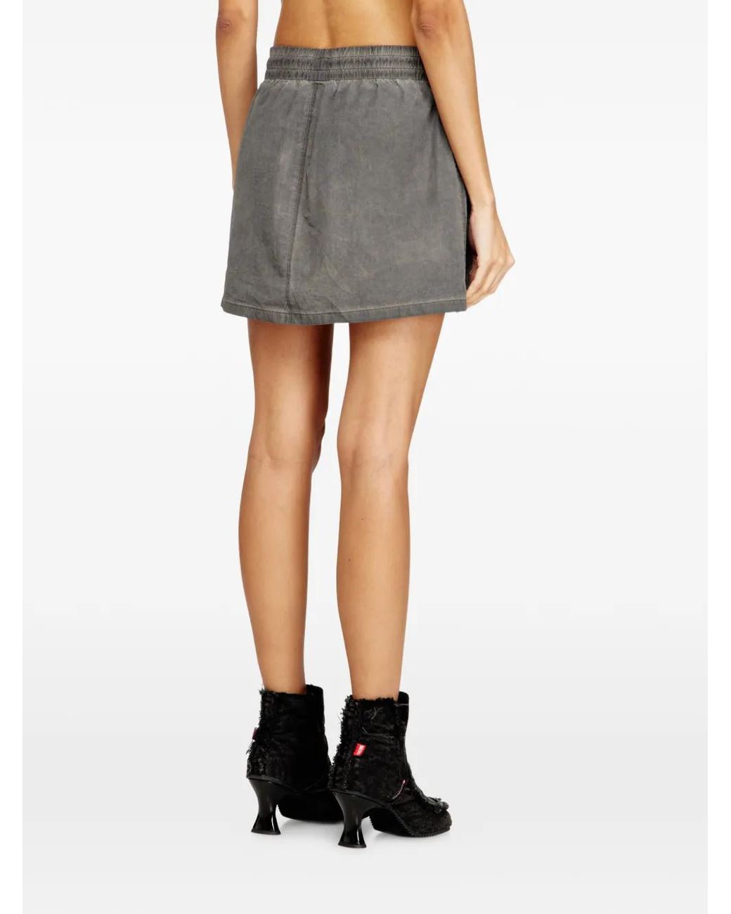 DIESEL Gray O-Cean-S1 Pocket Elasticated Mini Skirt