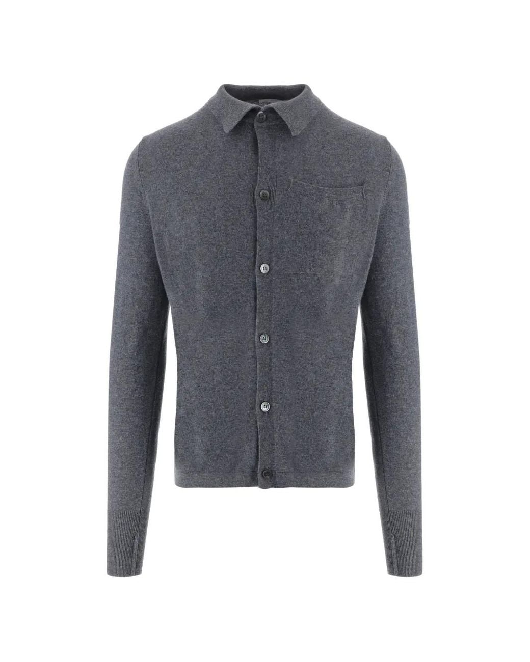 Oliver Lattughi Blue Button-Up Collared Sweater for men