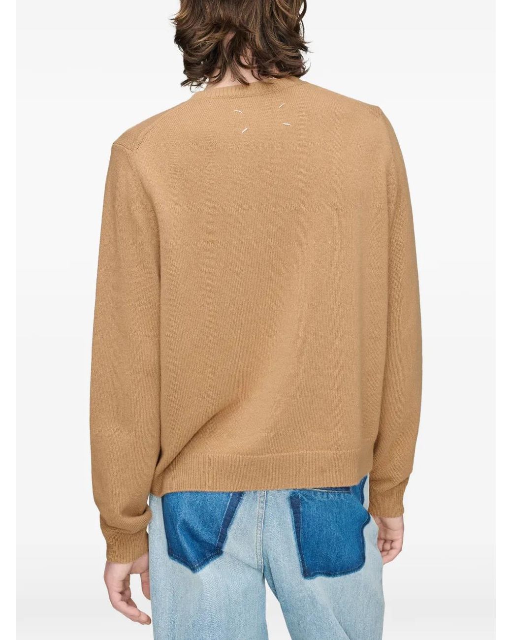 Maison Margiela Natural Fused Knit Wool Crewneck Sweater for men
