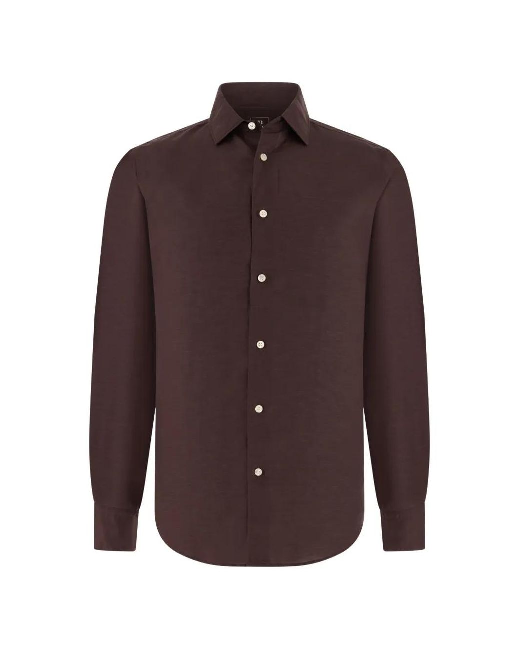 Boggi Brown Regular Fit Tencel Linen Shirt for men