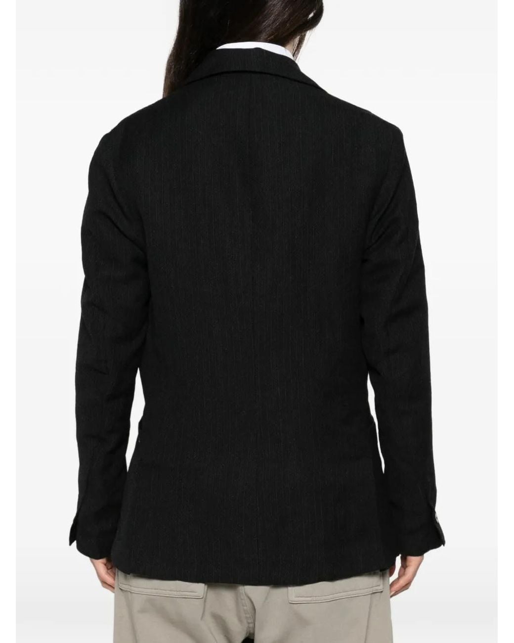 Ma+ Black Single-Breasted Textured Jacket