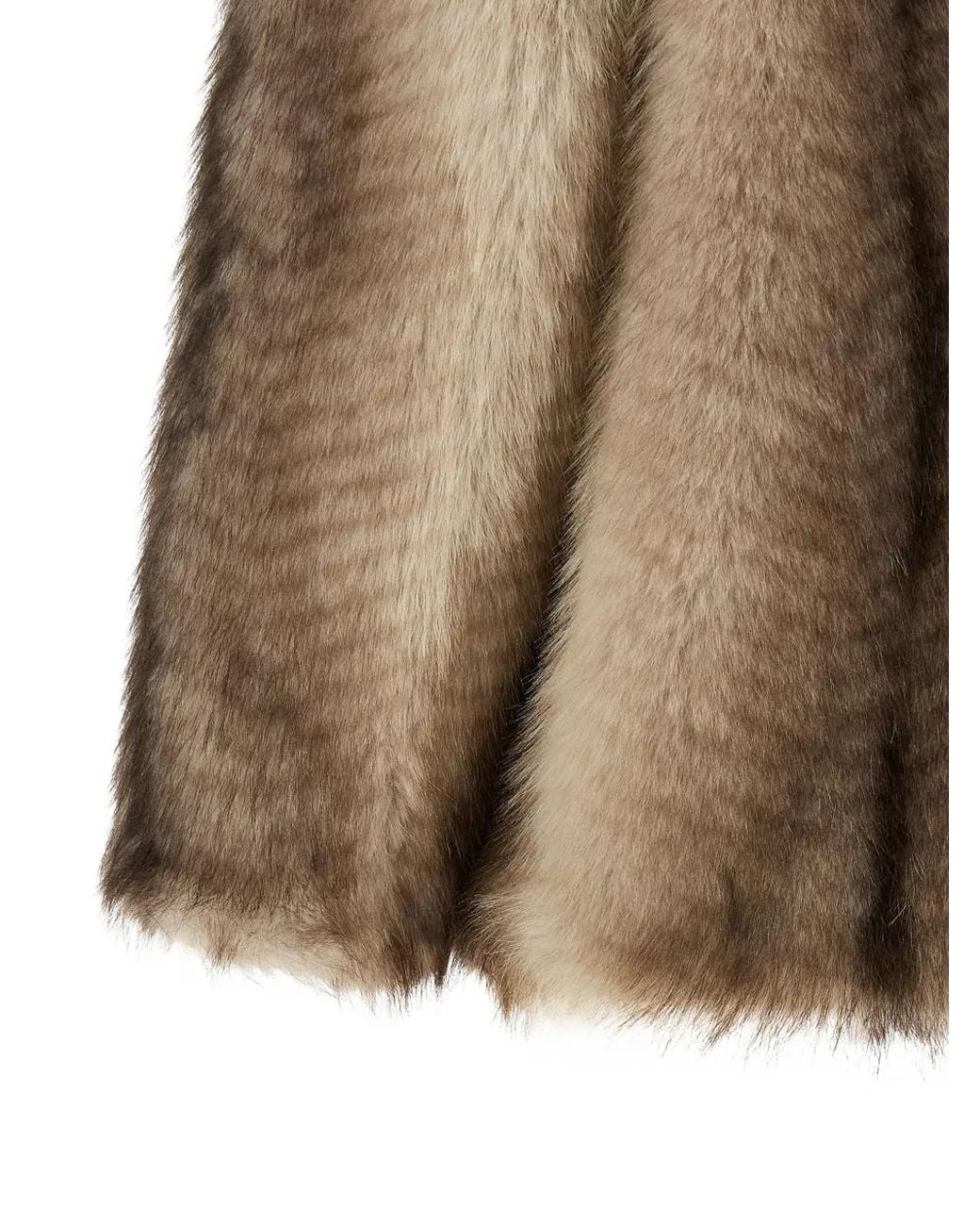 Nude Brown Faux Fur Wide-Lapel Coat