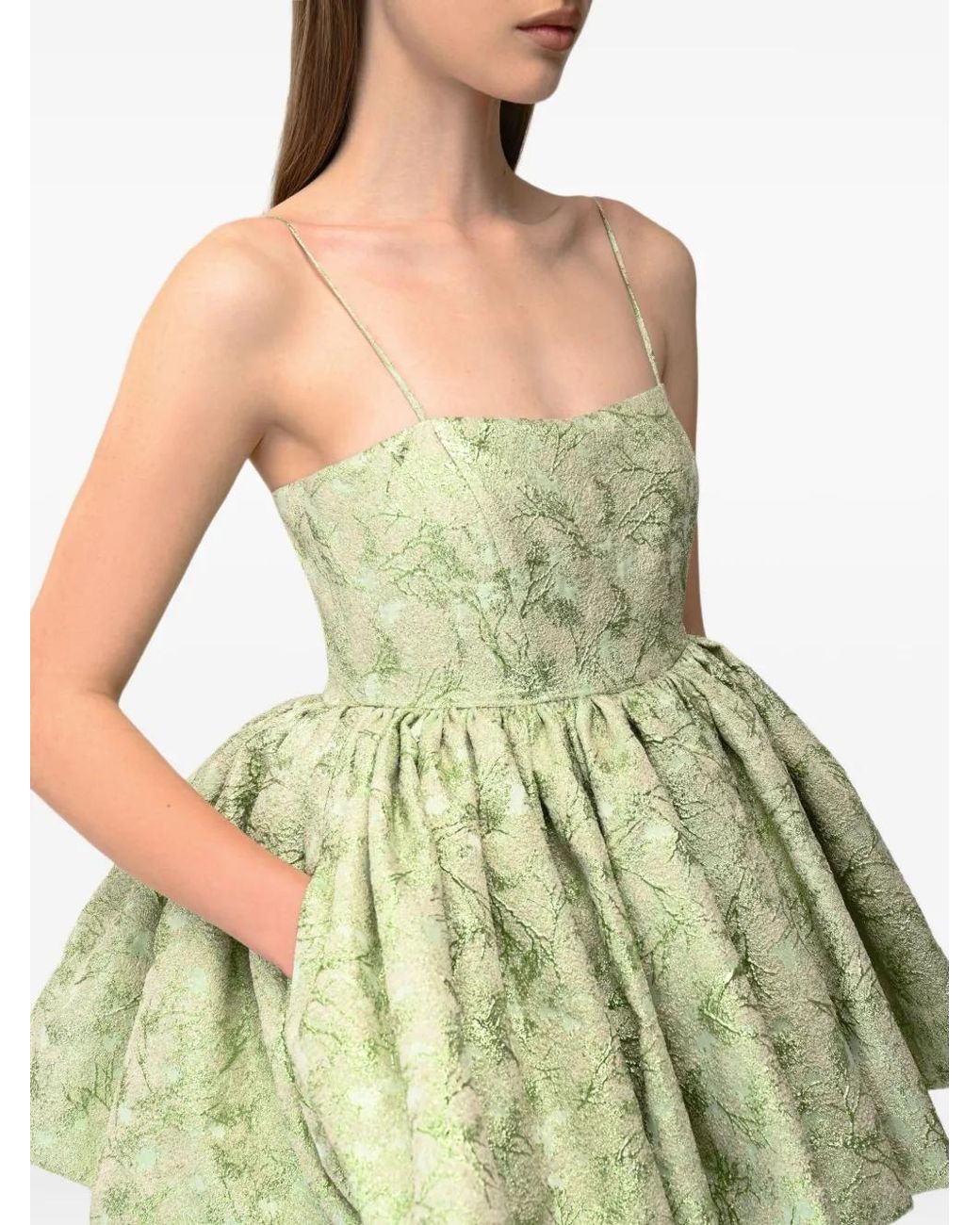 Anouki Green Sleeveless Ruffle Dress