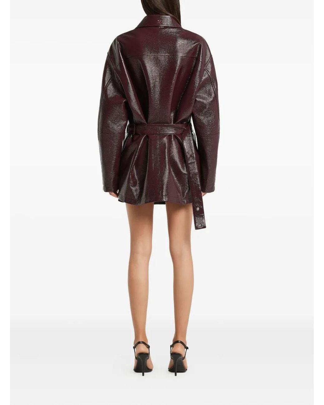 Courreges Brown Vinyl Bomber Jacket