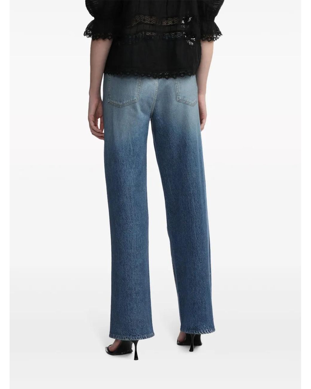 Rag & Bone Blue Logan Mid-Rise Wide-Leg Jeans