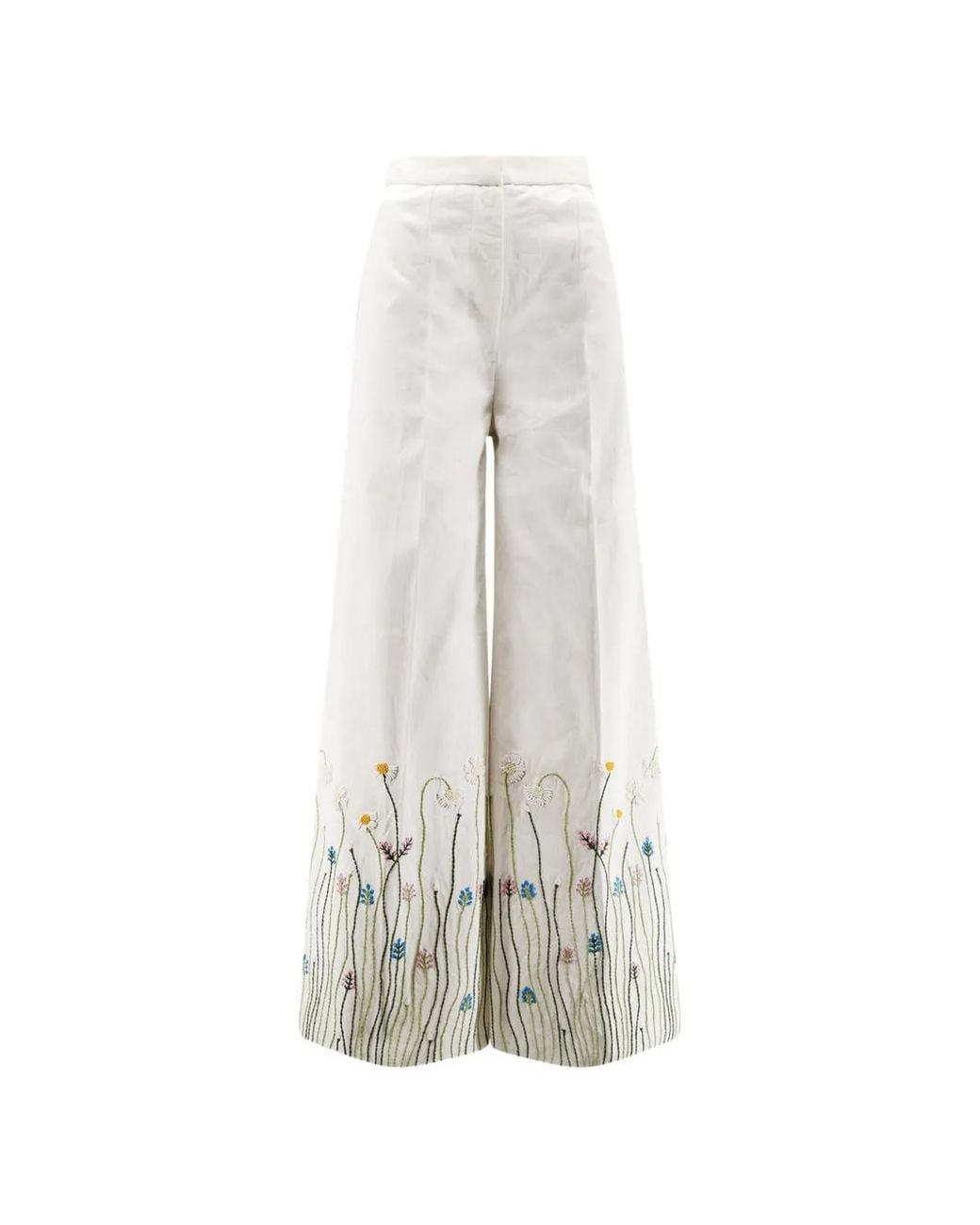 PHILIPPA 1970 White Valentina Embroidered Palazzo Pants