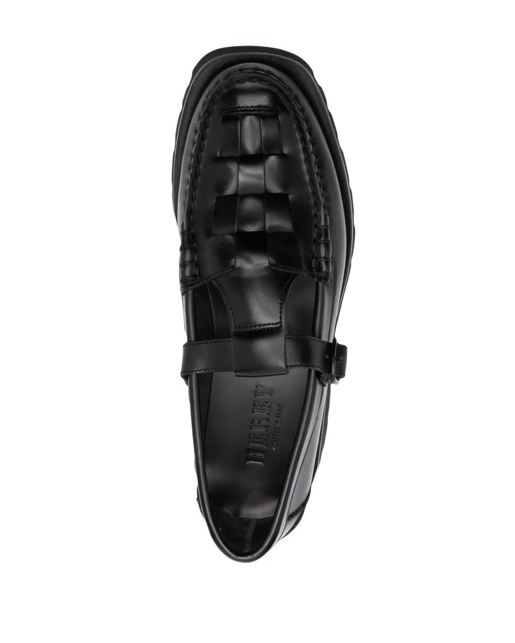 Hereu Black Soller Interwoven-Design Leather Loafers for men