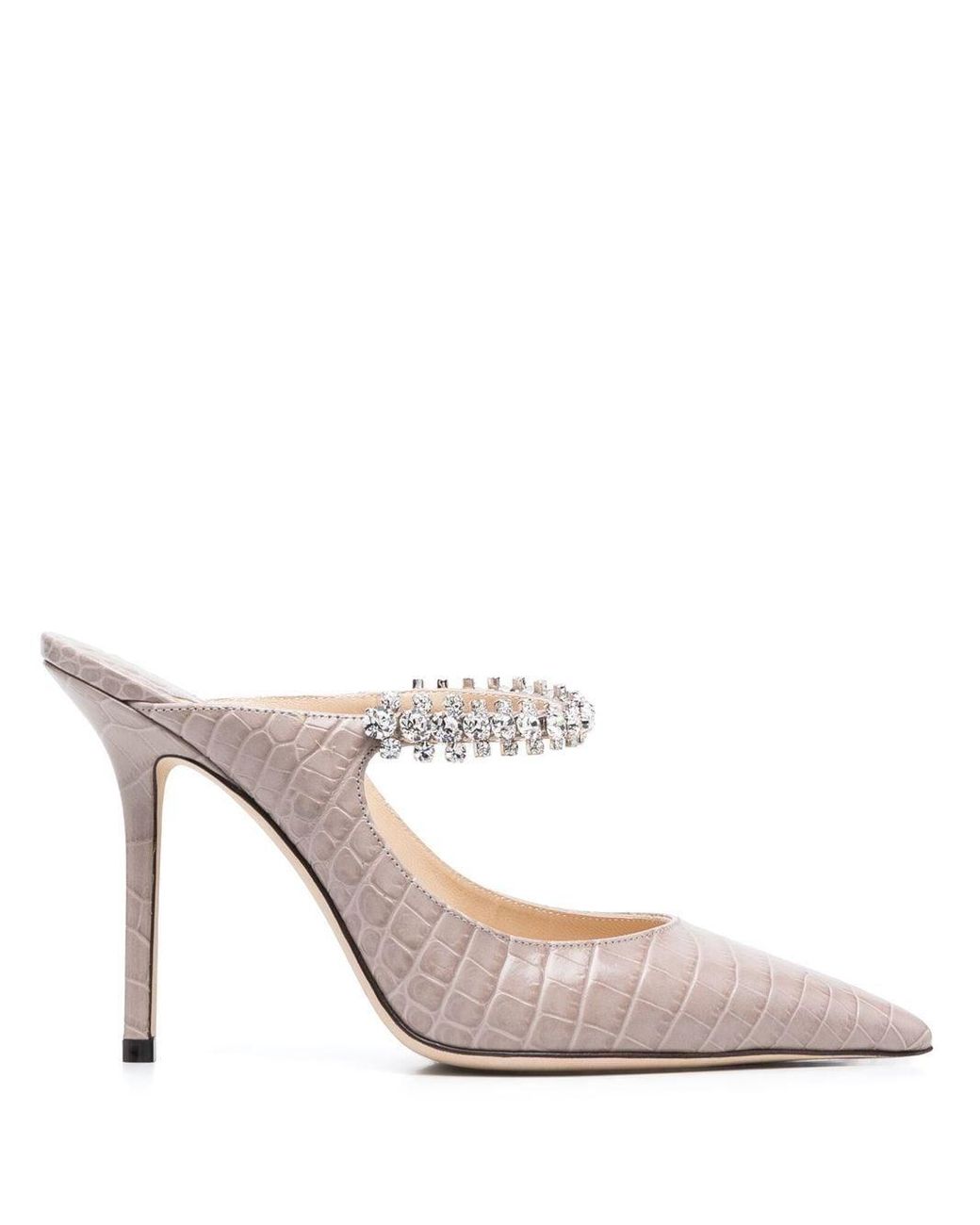 Jimmy Choo Leather Bing 100mm Embellished Pumps in Grey (Grey) Lyst UK
