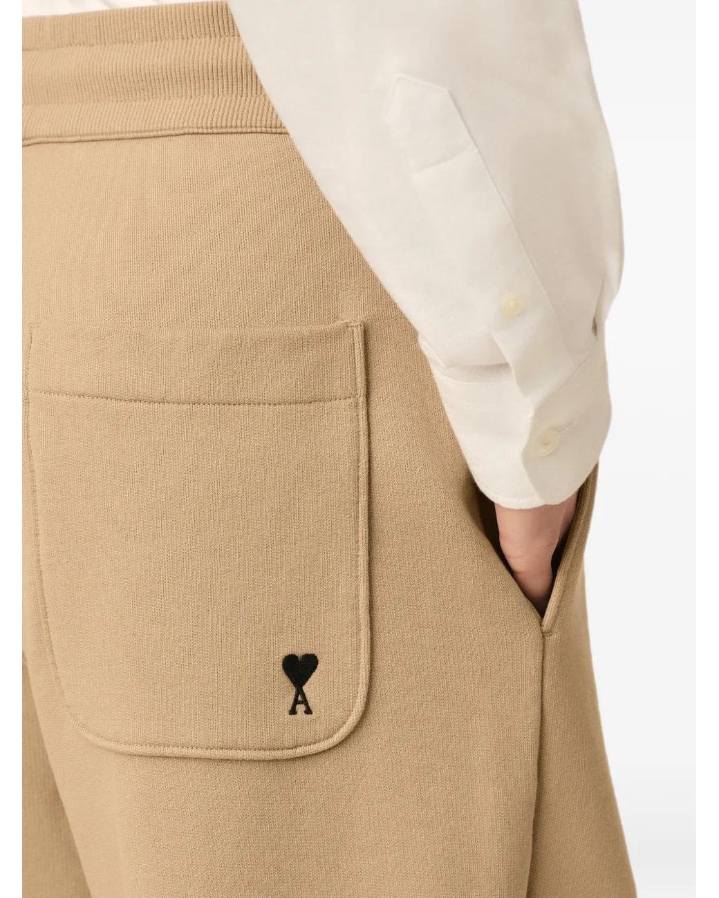 AMI Natural Cotton Track Pants With Ami De Coeur