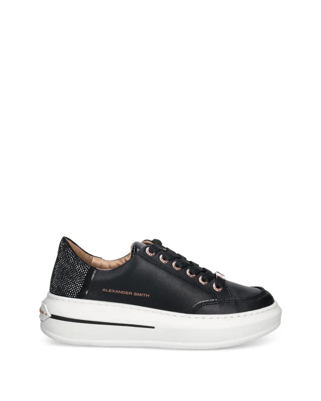 Alexander Smith Black Lancaster Appliqué Lace-Up Sneakers
