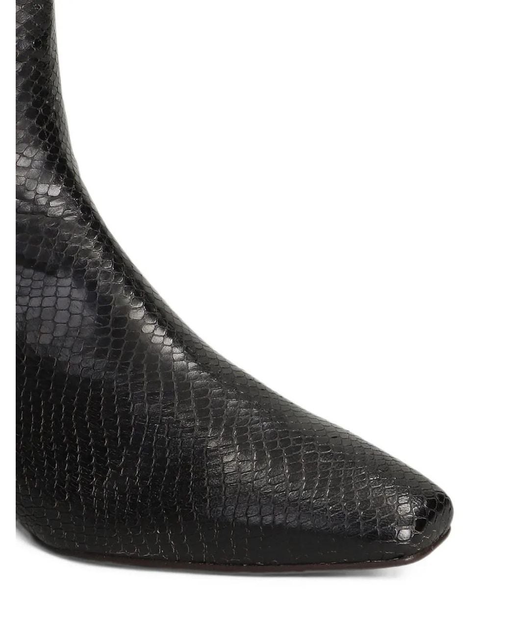 Pedro Miralles Black Snakeskin-Effect Ankle Boots