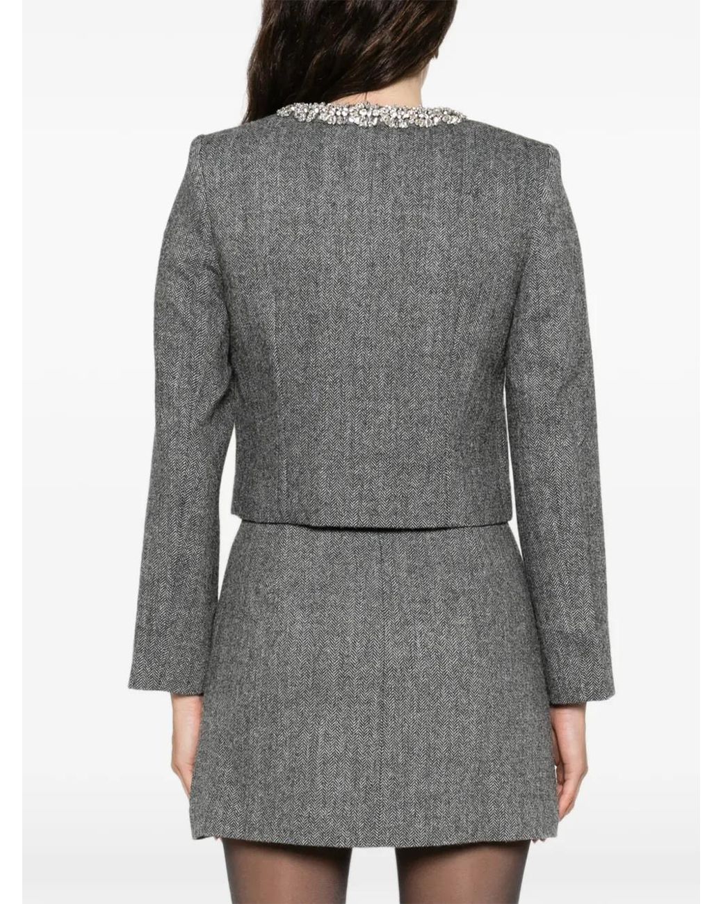Self-Portrait Gray Cropped-Jacke