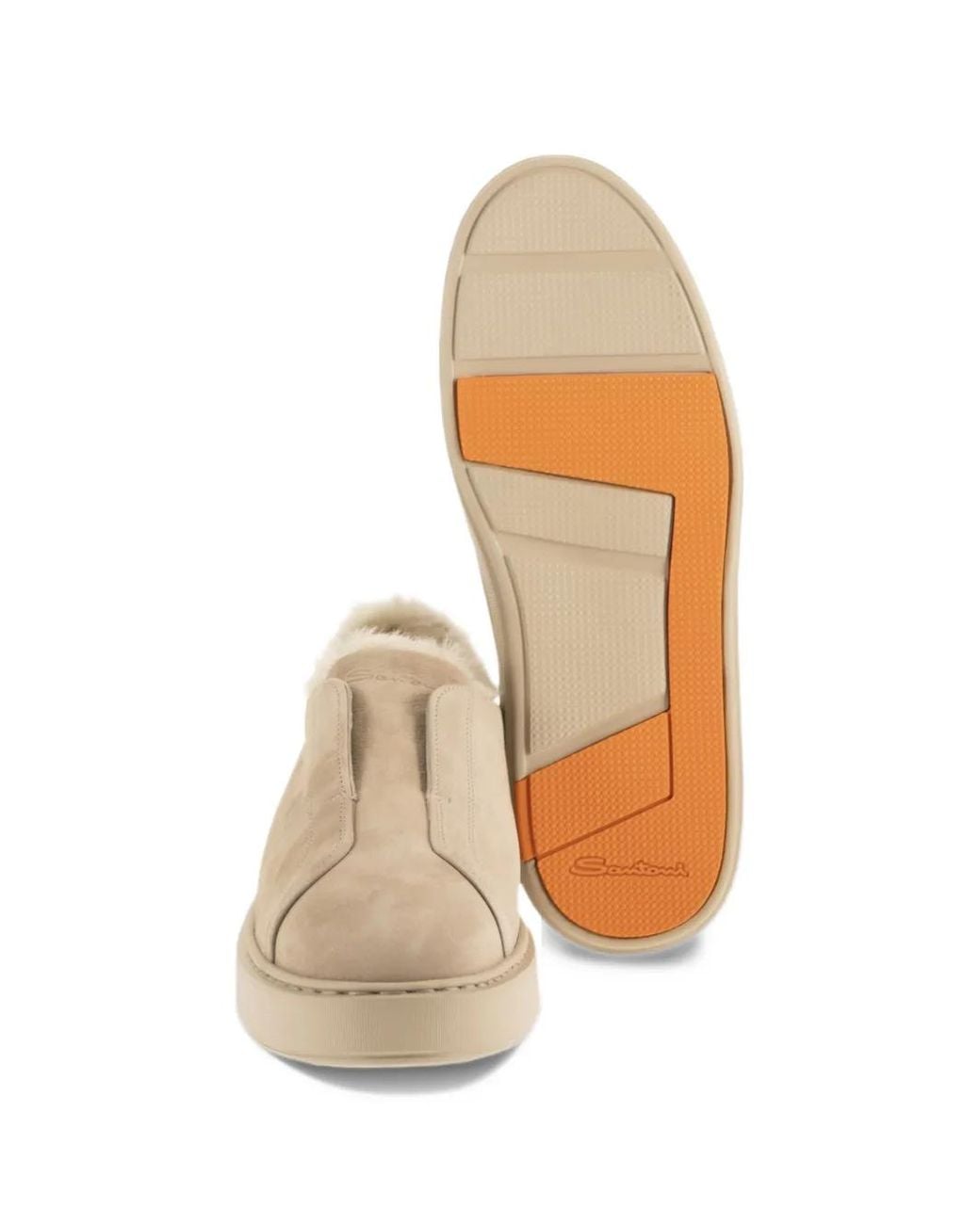 Santoni Natural Victory-25 Shearling-Lined Slip-On Sneakers