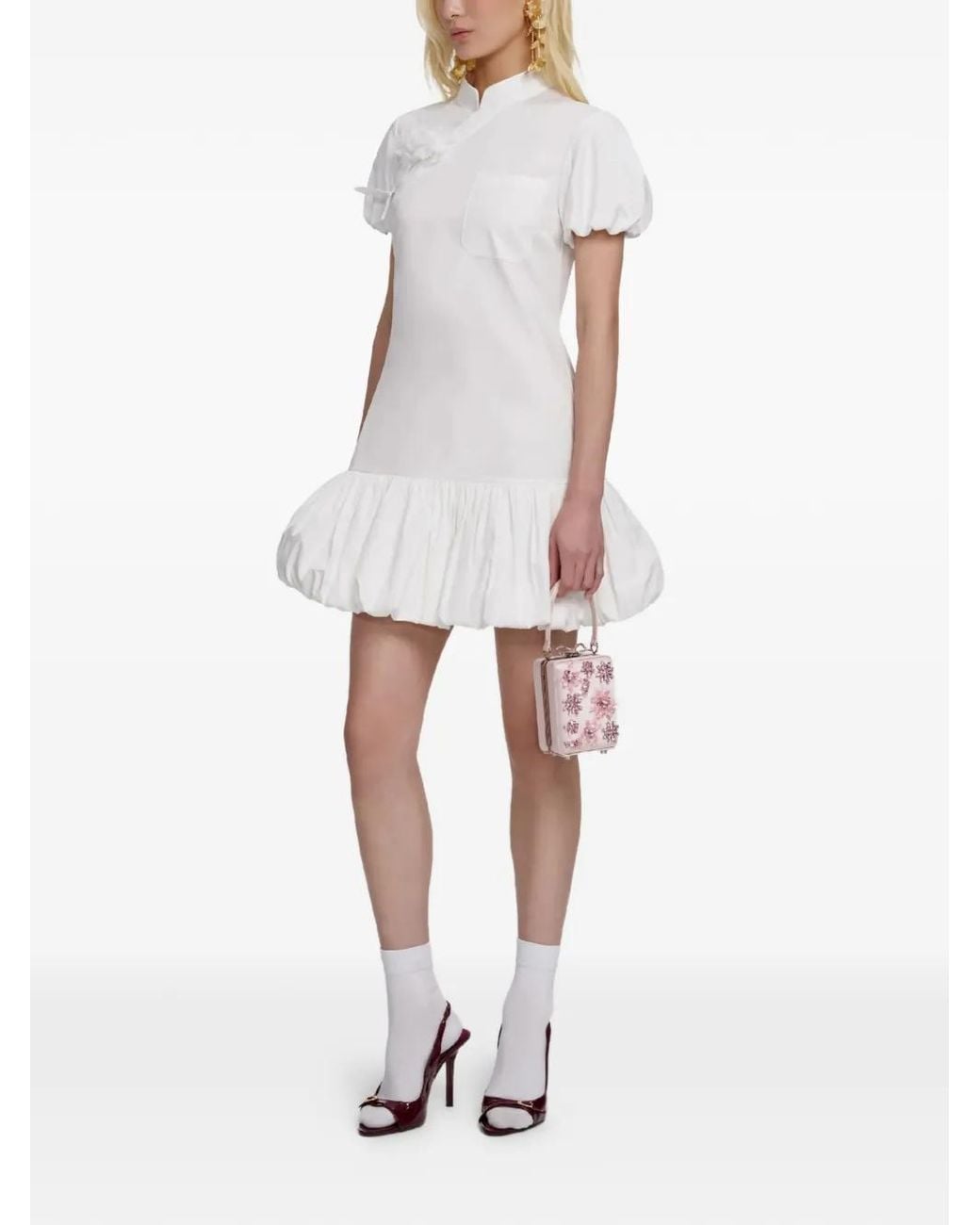 Self-Portrait White Pocket Mini Dress